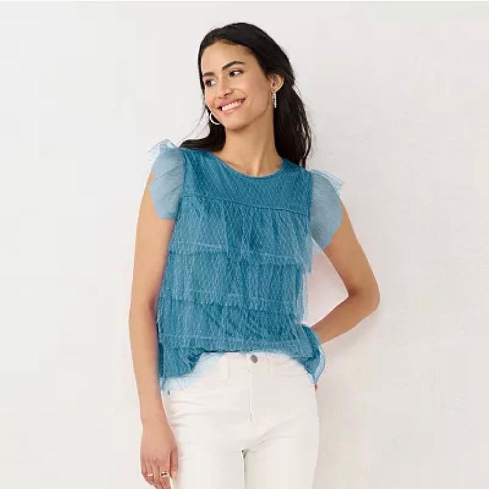 NWT Lauren Conrad Ruffle Tank Top